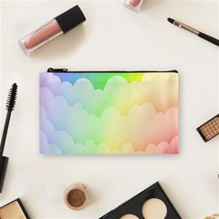 Cloud Blue Sky Rainbow Pink Yellow Green Red White Wave Cosmetic Bag (small)  by Mariart