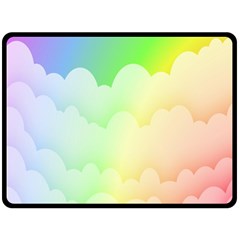 Cloud Blue Sky Rainbow Pink Yellow Green Red White Wave Fleece Blanket (large)  by Mariart