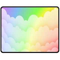 Cloud Blue Sky Rainbow Pink Yellow Green Red White Wave Fleece Blanket (medium) 