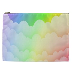 Cloud Blue Sky Rainbow Pink Yellow Green Red White Wave Cosmetic Bag (xxl)  by Mariart