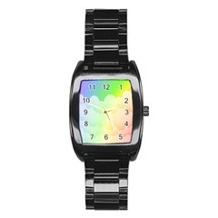 Cloud Blue Sky Rainbow Pink Yellow Green Red White Wave Stainless Steel Barrel Watch