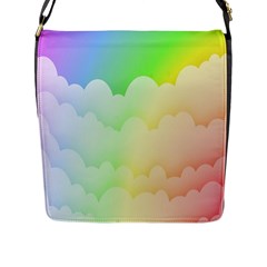 Cloud Blue Sky Rainbow Pink Yellow Green Red White Wave Flap Messenger Bag (l)  by Mariart