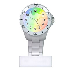 Cloud Blue Sky Rainbow Pink Yellow Green Red White Wave Plastic Nurses Watch by Mariart