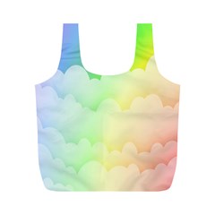 Cloud Blue Sky Rainbow Pink Yellow Green Red White Wave Full Print Recycle Bags (m)  by Mariart