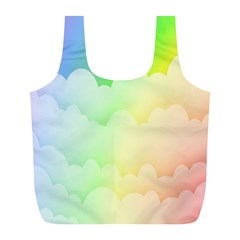 Cloud Blue Sky Rainbow Pink Yellow Green Red White Wave Full Print Recycle Bags (l) 