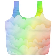 Cloud Blue Sky Rainbow Pink Yellow Green Red White Wave Full Print Recycle Bags (l)  by Mariart