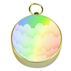 Cloud Blue Sky Rainbow Pink Yellow Green Red White Wave Gold Compasses by Mariart