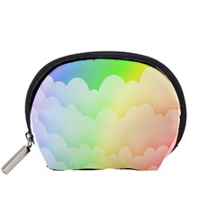 Cloud Blue Sky Rainbow Pink Yellow Green Red White Wave Accessory Pouches (small)  by Mariart