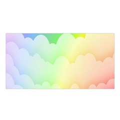 Cloud Blue Sky Rainbow Pink Yellow Green Red White Wave Satin Shawl by Mariart