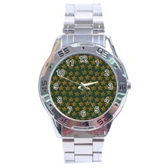 Stars Pattern Background Stainless Steel Analogue Watch by Nexatart