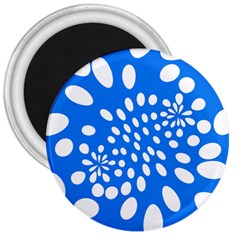 Circles Polka Dot Blue White 3  Magnets by Mariart