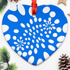 Circles Polka Dot Blue White Ornament (heart)