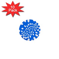 Circles Polka Dot Blue White 1  Mini Buttons (10 Pack) 