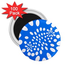 Circles Polka Dot Blue White 2 25  Magnets (100 Pack) 