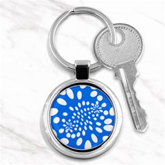 Circles Polka Dot Blue White Key Chains (round)  by Mariart