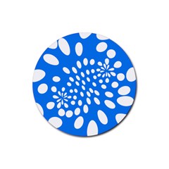 Circles Polka Dot Blue White Rubber Round Coaster (4 Pack)  by Mariart