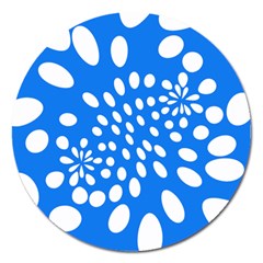 Circles Polka Dot Blue White Magnet 5  (round) by Mariart