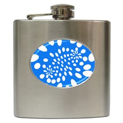 Circles Polka Dot Blue White Hip Flask (6 Oz) by Mariart