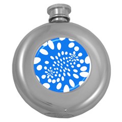 Circles Polka Dot Blue White Round Hip Flask (5 Oz) by Mariart