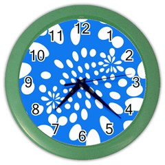 Circles Polka Dot Blue White Color Wall Clocks by Mariart