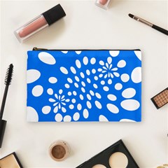 Circles Polka Dot Blue White Cosmetic Bag (medium)  by Mariart