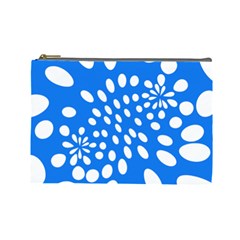 Circles Polka Dot Blue White Cosmetic Bag (large)  by Mariart