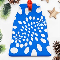 Circles Polka Dot Blue White Ornament (bell) by Mariart