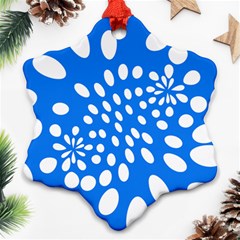 Circles Polka Dot Blue White Snowflake Ornament (two Sides) by Mariart