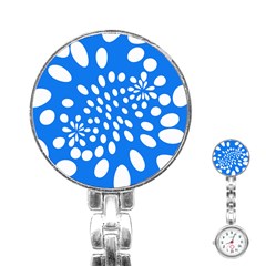 Circles Polka Dot Blue White Stainless Steel Nurses Watch by Mariart