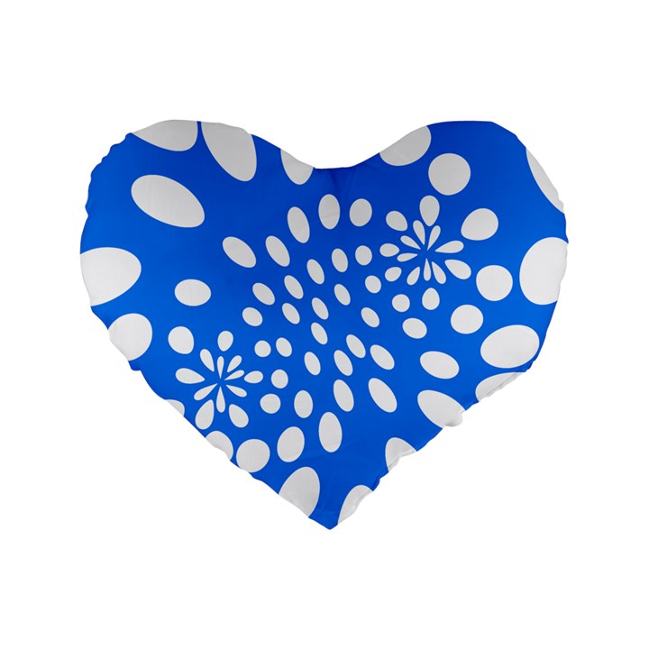 Circles Polka Dot Blue White Standard 16  Premium Flano Heart Shape Cushions