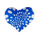 Circles Polka Dot Blue White Standard 16  Premium Flano Heart Shape Cushions Back