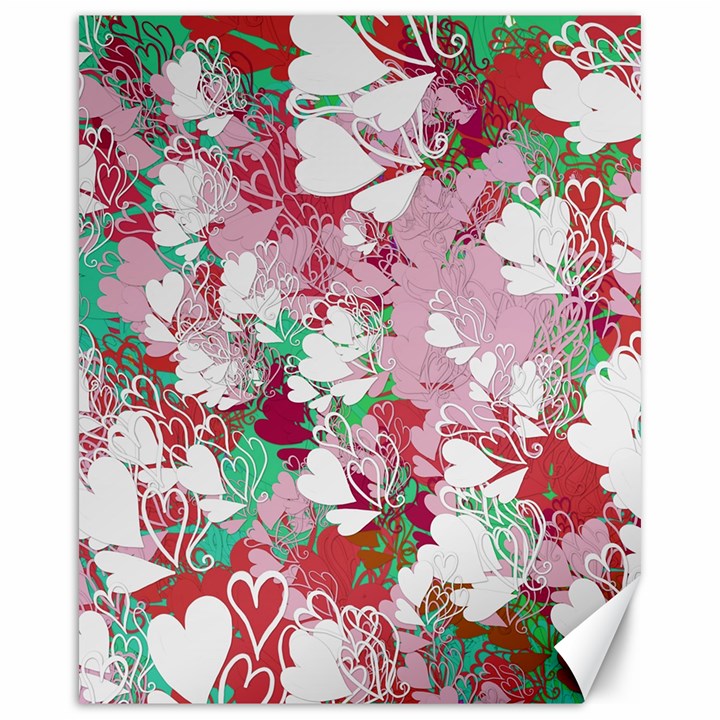 Confetti Hearts Digital Love Heart Background Pattern Canvas 16  x 20  