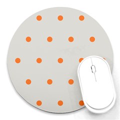 Diamond Polka Dot Grey Orange Circle Spot Round Mousepads by Mariart