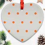 Diamond Polka Dot Grey Orange Circle Spot Ornament (Heart) Front