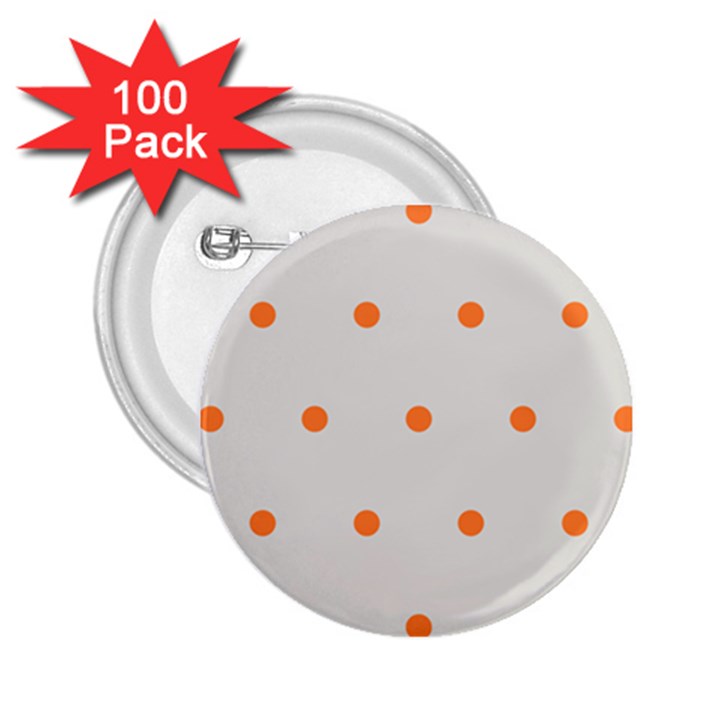 Diamond Polka Dot Grey Orange Circle Spot 2.25  Buttons (100 pack) 