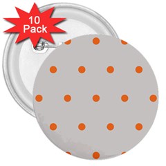 Diamond Polka Dot Grey Orange Circle Spot 3  Buttons (10 Pack)  by Mariart