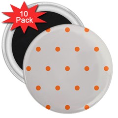 Diamond Polka Dot Grey Orange Circle Spot 3  Magnets (10 Pack)  by Mariart