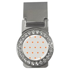 Diamond Polka Dot Grey Orange Circle Spot Money Clips (cz)  by Mariart