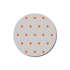 Diamond Polka Dot Grey Orange Circle Spot Rubber Round Coaster (4 Pack)  by Mariart