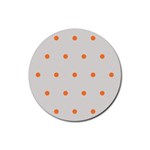 Diamond Polka Dot Grey Orange Circle Spot Rubber Round Coaster (4 pack)  Front