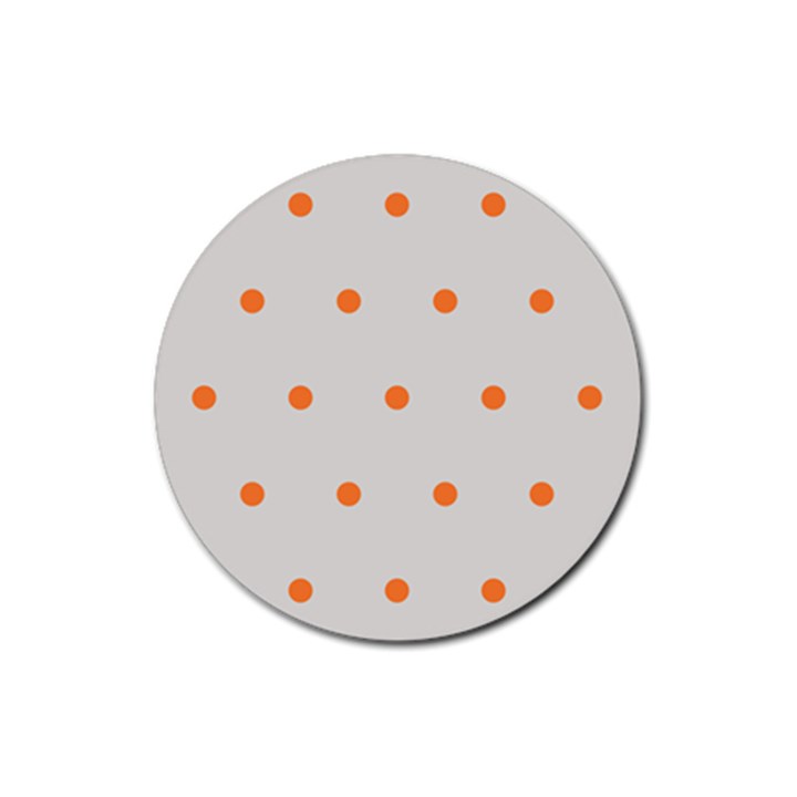 Diamond Polka Dot Grey Orange Circle Spot Rubber Round Coaster (4 pack) 