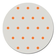 Diamond Polka Dot Grey Orange Circle Spot Magnet 5  (round)