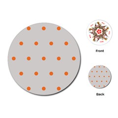 Diamond Polka Dot Grey Orange Circle Spot Playing Cards (round)  by Mariart