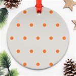 Diamond Polka Dot Grey Orange Circle Spot Round Ornament (Two Sides) Front