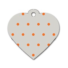 Diamond Polka Dot Grey Orange Circle Spot Dog Tag Heart (one Side) by Mariart