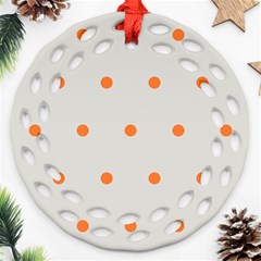 Diamond Polka Dot Grey Orange Circle Spot Ornament (round Filigree) by Mariart