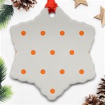 Diamond Polka Dot Grey Orange Circle Spot Ornament (Snowflake) Front