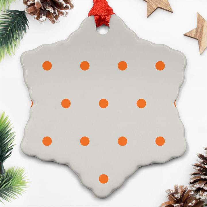 Diamond Polka Dot Grey Orange Circle Spot Ornament (Snowflake)