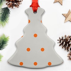 Diamond Polka Dot Grey Orange Circle Spot Ornament (christmas Tree)  by Mariart