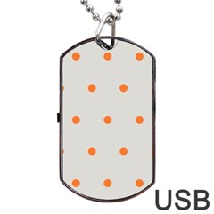 Diamond Polka Dot Grey Orange Circle Spot Dog Tag Usb Flash (one Side) by Mariart